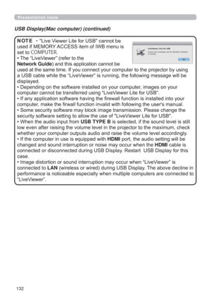 Page 132132
Presentation tools
~/LYH9LHZHU/LWHIRU86%FDQQRWEH
XVHGLI0(025