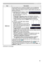 Page 8383
SCREEN menu
ItemDescription
MyScreen This item allows you to capture an image for use as a MyScreen 
image which can be used as the BLANK screen and START UP 
screen. Display the image you want to capture before executing the 
following procedure.
(1)  
Selecting this item displays a dialog 
titled “MyScreen”. It will ask you if 
you start capturing an image from 
the current screen. Please wait for the target image to be displayed, and press 
the  ENTER  or INPUT  button when the image is displayed....