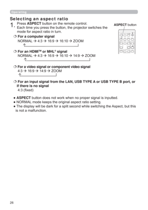 Page 2626
Operating
Selecting an aspect ratio
”ASPECT
