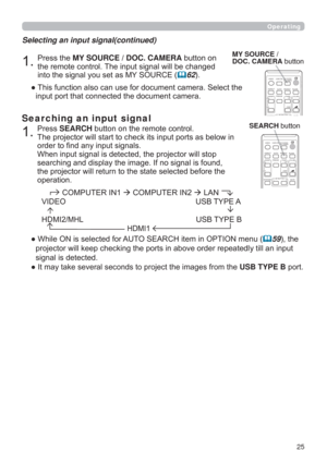 Page 2525
VIDEODOC.CAMERA
KEYSTONE
ASPECT
SEARCH
BLANK
MUTEMY BUTTON
COMPUTERMY SOURCE/
AUTOMAGNIFYPAGE
DOWN
ON
OFF
FREEZEUP
o
9×VOLUME

MY SOURCE / 
DOC. CAMERAEXWWRQ
3UHVVWKH MY SOURCE / DOC. CAMERAEXWWRQRQ
WKHUHPRWHFRQWURO7KHLQSXWVLJQDOZLOOEHFKDQJHG
LQWRWKHVLJQDO\RXVHWDV0