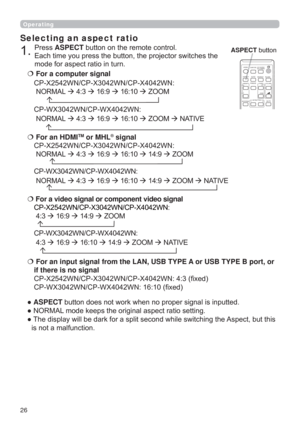 Page 2626
Operating
Selecting an aspect ratio
”ASPECT
