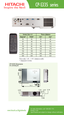 Page 2CPS335 series
For sales information, call 1.800.225.1741.
Printed 11/04
Specifications are subject to change without notification.www.hitachi.us/digitalmedia
Screen Size 4.3  Throw distance 
Diagonal*   Width* Min*  Max*  
30   24   35  42  
60   48   72   85  
80   64   96   114   
100   80    120  143  
120   96    144   172   
150   120    181    216  
200    160    242    288 
300 240 363 433 
Throw ratio: 1.49 ~ 1.79:1 (distance:width) 
*: Measured in inches
CPS335 Dimensions(Incl. protruding part)...