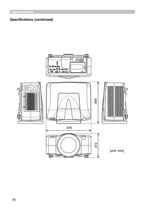 Page 7878
Specifications
Specifications (continued)
[unit: mm]
I    O
476
469
272 