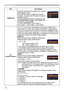 Page 4646
SCREEN menu
ItemDescription
TEMPLATE Using the ▲/▼ buttons switches the mode for 
the template screen. 
Press the ► button to display the selected 
template, and press the ◄ button to close the 
displayed screen.
The last selected template is displayed when 
the 
MY BUTTON allocated to the TEMPLATE 
function is pressed (
 49). TEST PATTERN 
ó DOT-LINE1DOT-LINE4 
ó DOT-LINE3 
ó DOT-LINE2
C.C.
(Closed Caption)
The C.C. is the function that displays a transcript or dialog of the 
audio portion of a...