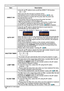 Page 4848
OPTION menu
ItemDescription
DIRECT ON Using the ▲/▼ buttons turns on/off the DIRECT ON function.
ON  ó OFF
When set to the ON, the lamp in projector will be
automatically turned on without the usual procedure ( 19), only
when the projector is supplied with the power after the power was
cut while the lamp was on.
• This function does not work as long as the power has been
supplied to the projector while the lamp is off.
• After turning the lamp on by the DIRECT ON function, if neither input
nor...