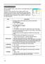 Page 30
30

Multifunctional settings
IMAGE menu
ItemDescription
ASPECT
Using the buttons ▲/▼ switches the mode for aspect ratio.
At a RGB signal 4:3  16:9  NORMAL   
At a video signal / no signal4:3  16:9    
• The NORMAL mode keeps the original aspect ratio of the signal.
• At a HDTV component video signal of 1125i (1080i) or 750p (720p), this item can’t be chosen.
• Performing the automatic adjustment initializes the aspect ratio setting.
OVER SCAN
Using the buttons ▲/▼ adjusts the over-scan ratio.
Large...