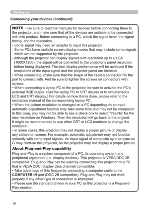 Page 1910
Setting up
PWR
WKHSURMHFWRUDQGPDNHVXUHWKDWDOOWKHGHYLFHVDUHVXLWDEOHWREHFRQQHFWHG
OHYHOWKHVLJQDO
WLPLQJDQGWKHUHVROXWLRQ

PHVLJQDOV
ZKLFKDUHQRWVXSSRUWHGE\WKLVSURMHFWRU
R8;*$
