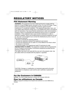 Page 3130
REGULATORY NOTICES REGULATORY NOTICES
WARNING:This equipment has been tested and found to comply with the
limits for a Class B digital device, pursuant to Part 15 of the FCC Rules. These
limits are designed to provide reasonable protection against harmful
interference in a residential installation. This equipment generates, uses, and
can radiate radio frequency energy and, if not installed and used in accordance
with the instructions, may cause harmful interference to radio communications.
However,...