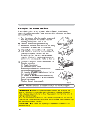 Page 6666
Maintenance
COMPUTER OUTCOMPUTER IN2COMPUTER IN1CONTROL
LANAUDIO
OUTS-VIDEOY         CB/PB    CR/PRVIDEO        L           RUSBAUDIO IN3AUDIO IN1
2
COMPUTER O
UTCOMPUTER IN2COMPUTER IN1CONTROL
LANAUDIO
OUTS-VIDEOY   
      CB/PB    CR/PRVIDEO    
  
  L     
    RUSBAUDIO IN3AUDIO I
N1
2
Caring for the mirror and lens
FRXOGFDXVH
GHWHULRUDWLRQRIGLVSOD\TXDOLW\3OHDVHWDNHFDUHRIWKHPLUURUDQGOHQVEHLQJ
FDXWLRXVRIKDQGOLQJ
&OHDQLQJFORWK
%ORZHU...