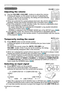 Page 2020
Operating
Operating
1.
Adjusting the volume
Use the VOLUME +/VOLUME - buttons to adjust the volume. 
A dialog will appear on the screen to aid you in adjusting the 
volume. If you do not do anything, the dialog will automatically 
disappear after a few seconds.
●   When 
 is selected for current picture input port, the volume adjustment is 
disabled. Please see AUDIO SOURCE item of AUDIO menu (
45).
●   Even if the projector is in the standby mode, the volume is adjustable when 
both of the following...