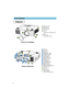 Page 44
Part Names Part Names
Projector
1Elevator button
2Elevator foot
3Remote sensor
4Lens cap
5Lens
The picture is projected from
here.
6Filter cover
An air filter is inside.
ARGB port
BM1-D port
CBNC port
D
AUDIO IN 1 port
EAUDIO IN 2 port
FCONTROL port
GNETWORK port
HAUDIO IN R/L port
IVIDEO IN port
JS-VIDEO port
KCOMPONENT port
LRGB OUT port
MAUDIO OUT port
7REMOTE CONTROL port
8DC OUT port
9AC Inlet
0Power switch
-Control buttons
See the following page.
Projector (Front/Right)
Projector (Rear/Left)
IN...