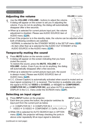 Page 2415
Operating
2SHUDWLQJ

Adjusting the volume
8VHWKHVOLUME +VOLUME -EXWWRQVWRDGMXVWWKHYROXPH
$
\
GLVDSSHDUDIWHUDIHZVHFRQGV
”:KHQ

DGMXVWPHQWLVGLVDEOHG3OHDVHVHH$8,26285&(LWHPRI
$8,2PHQX
	36
”HDGMXVWHGZKHQ
ERWKRIIROORZLQJFRQGLWLRQVDUHVDWLV¿HG
1250$/LVVHOHFWHGIRUWKH67$1%