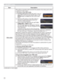 Page 8080
SECURITY menu
Item Description
PIN LOCK
PIN LOCK is a function which prevents the projector from being used unless 
a registered Code is input.
1 Turning on the PIN LOCK
1-1  Use the ▲/▼ buttons on the SECURITY menu to 
select PIN LOCK and press the ► button or the 
ENTER button to display the PIN LOCK on/off 
menu.
1-2  Use the ▲/▼ buttons on the PIN LOCK on/
off menu to select ON and the Enter PIN 
Code box will be displayed. 
1-3  Input a 4 part PIN code using the ▲/▼/◄/►, 
COMPUTER or INPUT...