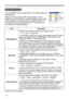 Page 30
30

INPUT Menu
INPUT Menu
ItemDescription
PROGRESSIVE
Using the ▲/▼ buttons switches the progress mode.
TV ó FILM ó TURN OFF
• This function is performed only for an interlaced signal of a VIDEO 
input, an S-VIDEO input or COMPONENT VIDEO input of 55i 
(480i), 65i (576i) or 5i (080i) signal.
• When TV or FILM is selected, the screen image will be sharp. 
FILM adapts to the -3 Pull-Down conversion system. But these 
may cause a certain defect (for example, jagged line)...