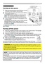 Page 15
5
HOMEPAGE UPPAGE DOWNEND
VIDEOSEARCH
FREEZEOFFONMAGNIFYASPECTAUTOBLANK
MUTEVOLUME
KEYSTONEMY BUTTONPOSITION1 2
ESCENTERMENU
RESET
COMPUTER
Turning on the power
1. Make sure that the power cord is firmly and correctly connected to the projector and the outlet.
2. Remove the lens cover, and set the power switch to ON position (marked “ I “). The POWER indicator will light up in steady orange (60). Then wait several seconds because the buttons may not function for these several seconds.
3. Press...