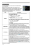 Page 30
30

IMAGE Menu
IMAGE Menu
From the IMAGE menu, items shown in the table below 
can be performed.
Select an item using the ▲/▼ cursor buttons on the 
projector or remote control, and press the ► cursor button 
on the projector or remote control, or ENTER button on 
the remote control to execute the item. Then perform it 
according to the following table.
ItemDescription
ASPECT
Using the ▲/▼ buttons switches the mode for aspect ratio. For an RGB or MIU signalNORMAL ó 4:3 ó 16:9 ó SMALL         
For an...