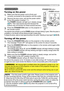 Page 1717
Projector features / PreparationsPower on/off
BLANKLASER
ASPECT
PUSH  ENTER PAGE UP
LASER
INDICATORMY SOURCE/
DOC.CAMERASEARCH
STANDBY/ON
VIDEORGB
PAGE DOWNESCMENU RESET
POSITION AUTOMAGNIFYON
OFFMY BUTTON1
2VOLUME+ -FREEZE KEYSTONE MUTE
1.Make sure that the power cord is firmly and 
correctly connected to the projector and the outlet.
Turning on the power
2.Remove the lens cover, and set the power switch 
to the ON position (marked 
“ I ”).  
The 
POWER indicator will light up in steady orange 
(...