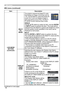 Page 5656
MIU menu
MIU menu (continued)
(continued on next page)
ItemDescription
LIVE MODE  SETTING
(continued) MULTI 
PC 
MODE
The projector supports the Single PC mode  
that displays an image on full screen sent by  
1 PC, and the Multi PC mode that divides the  
screen into 4 zone and displays images in  
each zone sent by up to 4 PCs. The MULTI  
PC MODE function switches these modes.
SINGLE
Use the ▲/▼ buttons to select an item, and the ENTER 
or INPUT  button to perform the item. The mode will be...