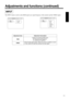 Page 1919
Adjustments and functions (continued)
INPUT
The INPUT menu is used to select RGB signal sync signal frequency of the monitor and the VIDEO signal.
RGB
VIDEOfH:38kHz
fV:60Hz
SETUP INPUT OPT.IMAGE
RGB
VIDEOAUTO
NTSC
PAL
SECAM
NTSC4.43
M-PAL
N-PAL
SETUP INPUT OPT.IMAGE
Adjustment item
RGB
VIDEOAdjustment description
Displays the following RGB inputs
fH: horizontal sync frequency
fV: vertical sync frequency
Sets the video signal system. When the screen is unstable (no color) 
or rolls, select the mode...