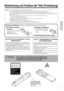 Page 4747
Bezeichnung und Funktion der Teile (Fortsetzung)
Einlegen der BatterienEinlegen von R06-Batterien in das Fernbedienungsteil
Der Laserzeiger an der Fernbedienung dient als Zeigevorrichtung.
und richten Sie den Laserstrahl nicht direkt auf andere Personen.
Laserstrahlen können das Sehvermögen gefährden.
Warnung
CAUTIONLASER RADIATION-
DO NOT STARE INTO BEAM
WAVE LENGTH: 650nm
MAX . OUTPUT: 1mW
CLASS 2 LASER PRODUCT
RADIAZIONI LASER
NON GUARDARE NEL RAGGIO LUCE
APPARECCHIO LASER DI CLASSE 2
RAYONNEMENT...