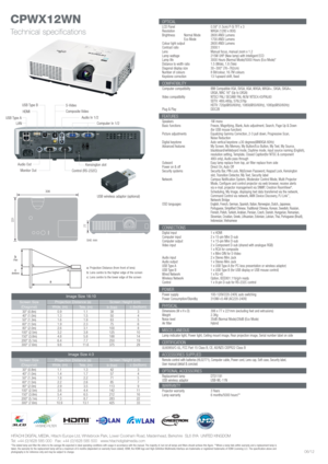 Page 2HITACHI DIGITAL MEDIA, Hitachi Europe Ltd, Whitebrook Park, Lower Cookham Road, Maidenhead, Berkshire  SL6 8YA  UNITED KINGDOM
Tel: +44 (0)1628 585 000   Fax: +44 (0)1628 585 500   www.hitachidigitalmedia.com
*The stated lamp and filter life refers to the average life expected in ideal operating conditions with usage in accordance with the manual. The majority of, but not all lamps and filters should achieve this figure. **Where a lamp fails within warranty and a replacement lamp is
taken, the warranty...