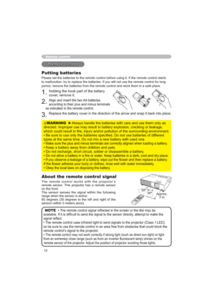 Page 1212
Remote control
Putting batteries
,IWKHUHPRWHFRQWUROVWDUWV
VHWKHUHPRWHFRQWUROIRUORQJ
WKHPLQDVDIHSODFH
+ROGLQJWKHKRRNSDUWRIWKHEDWWHU\
FRYHUUHPRYHLW
$OLJQDQGLQVHUWWKHWZR$$EDWWHULHV
DFFRUGLQJWRWKHLUSOXVDQGPLQXVWHUPLQDOV
DVLQGLFDWHGLQWKHUHPRWHFRQWURO
SLWEDFNLQWRSODFH
5HPRWHFRQWURO
WARNING
JRUOHDNDJH
XQGLQJHQYLURQPHQW
LHVRIGLIIHUHQW

• 
HQORDGLQJDEDWWHU\
‡.HHSDEDWWHU\DZD\IURPFKLOGUHQDQGSHWV
U\
• 
RQRWDOORZDEDWWHU\LQD