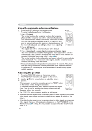 Page 1818
Adjusting the position
3UHVVWKH326,7,21EXWWRQRQWKHUHPRWHFRQWURO


SRVLWLRQ
EXWWRQ
RQWKHUHPRWHFRQWUROGXULQJWKHRSHUDWLRQ
7

GLVDSSHDUDIWHUDIHZVHFRQGV
