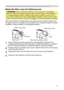 Page 9
9

Setting up
About the ﬁlter cover for bottom-up use
WARNING  ►Do not replace the ﬁlter cover during use or immediately 
after use. While the projector connects with a power supply, or the projector is 
in a high temperature state, handling could cause an electric shock, a ﬁ re, a 
burn and/or malfunction to the projector.Before handling, make sure the power 
switch is off and the power cord is not plugged in, then wait at least 45 minutes.
When the projector is installed bottom up, please use the...