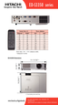 Page 2For sales information, call 1.800.225.1741
Printed 07.05
Specifications are subject to change without notification.www.hitachi.us/digitalmedia
EDS3350 series
Screen Size 4.3  Throw distance 
Diagonal*   Width* Min*  Max*  
30   24   35  42  
60   48   72   85  
80   64   96   114   
100   80    120  143  
120   96    144   172   
150   120    181    216  
200    160    242    288 
300 240 363 433 
Throw ratio: 1.49 ~ 1.79:1 (distance:width) 
* Measured in inches
(*) Excluding Lens and Leg
1111/16”
21/2”...