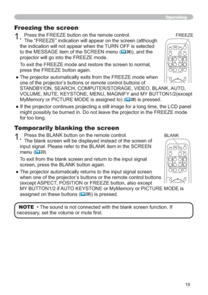 Page 1919
Operating
Temporarily blanking the screen
3UHVVWKH%/$1.EXWWRQRQWKHUHPRWHFRQWURO


PHQX
	33
7
VFUHHQSUHVVWKH%/$1.EXWWRQDJDLQ
