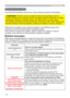 Page 5252
7URXEOHVKRRWLQJ
,IDQDEQRUPDORSHUDWLRQVKRXOGRFFXUVWRSXVLQJWKHSURMHFWRULPPHGLDWHO\
Troubleshooting
2WKHUZLVHLIDSUREOHPRFFXUVZLWKWKHSURMHFWRUWKHIROORZLQJFKHFNVDQG
PHDVXUHVDUHUHFRPPHQGHGEHIRUHUHTXHVWLQJUHSDLU
URUVHUYLFH
FRPSDQ\
Related messages
WKHIROORZLQJ
WDEOHGDURXQGVHYHUDO
Q
0HVVDJH HVFULSWLRQ
NO INPUT IS DETECTED
½½½There is no input signal.

RIWKHVLJQDOVRXUFH
SYNC IS OUT OF RANGE
½½½
                fH½½kHz  fV½½HzThe horizontal or vertical...