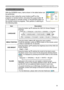 Page 33
33

Multifunctional settings
SCREEN Menu
ItemDescription
LANGUAGE
Using the buttons ▲/▼ switches the OSD (On Screen Display) language.
ENGLISH � FRANÇAIS � DEUTSCH � ESPAÑOL � ITALIANO
NORSK � NEDERLANDS � PORTUGUÊS �             �
        � SVENSKA � РУССКИЙ � SUOMI � POLSKI � TÜRKÇE
MENU POSITIONUsing the buttons ◄/►/▲/▼ adjusts the menu position.
To quit the operation, press the MENU button on the remote control 
or keep no operation for 10 seconds.
OSD BRIGHT Using the buttons ▲/▼ switches the...