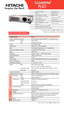 Page 1Model Number   PJLC7Liquid crystal panel structure   0.55” polysilicon activematrix TFT x 3 with micro lens
Resolution  Video 540 TV Lines
RGB800 Dots x 600 Lines
Colors 16.7 million colors
Aspect ratio Native 4:3; or 16:9 Compatible 
Lens  F1.65 (Fixed), Digital Zoom x 1.2, manual focus
Throw ratio (distance:width) 4.75~24.25 ft (60” at 7.22 ft)
Lamp 165W UHB
Brightness  Approx. 1,500    / 1,125    ANSI Lumens
Expected lamp life Approx. 2,000 hoursSpeakers 1 x 1W
Power supply  AC100120V/AC220240V, 50/60...