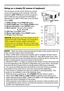 Page 1919
Using as a simple PC mouse & keyboard
The accessory remote control works as a simple 
mouse and keyboard of the computer, when the 
projector’s USB TYPE B port and the computer’s 
type A USB port are connected and MOUSE is 
selected for the USB TYPE B item in the OPTION 
menu (
65).
(1) PAGE UP key: Press PAGE UP button.
(2) PAGE DOWN key: Press PAGE DOWN button.
(3) Mouse left button:  Press ENTER button.
(4) Move pointer:  Use the cursor buttons  ▲, ▼, ◄ and ►.
(5) ESC key: Press ESC button.
(6)...