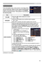 Page 5555
AUDIO menu
AUDIO menu
From the AUDIO menu, items shown in the table below 
can be performed. Select an item using the ▲/▼ cursor 
buttons, and press the ► cursor button or the ENTER 
button to execute the item. Then perform it according to 
the following table.
 
ItemDescription
VOLUME Using the ◄/► buttons adjusts the volume.
Low  ó High
SPEAKER Using the ▲/▼ buttons turns on/off the built-in speaker.
ON  ó OFF
When OFF is selected, the built-in speaker does not work.
AUDIO SOURCE While the image...