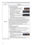 Page 6262
SECURITY menu
Item Description
PIN LOCK
The PIN LOCK is a function which prevents the projector from being used 
unless a registered Code is input.
1 Turning on the PIN LOCK1-1  Use the ▲/▼ cursor buttons on the SECURITY 
menu to select PIN LOCK and press the ► 
cursor (or the ENTER) button to display the PIN 
LOCK on/off menu.
1-2  Use the ▲/▼ cursor buttons on the PIN 
LOCK on/off menu to select ON and the 
Enter PIN Code box will be displayed. 
1-3  Input a 4 part PIN code using the 
▲/▼/◄/►cursor...