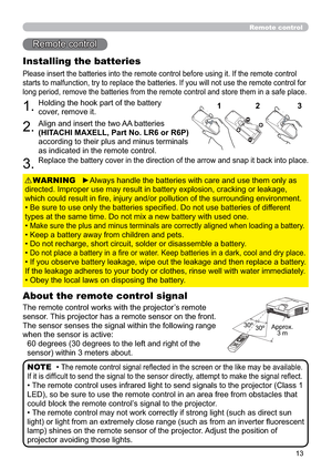 Page 2213
Remote control
5HPRWHFRQWURO
About the remote control signal
7KHUHPRWHFRQWUROZRUNVZLWKWKHSURMHFWRU