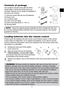 Page 1035
ENGLISH
Contents of  package
Your projector should come with the items 
shown below. Check that all the items are 
included. Require of your dealer immediately if 
any items are missing.
(1) Remote control with the two AA batteries 
(2) Power cord 
(3) Computer cable
(4) Lens cover and Strap
8VHU