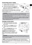 Page 1079
ENGLISH
Turning on the power
1.0DNHVXUHWKDWWKHSRZHUFRUGLV¿UPO\
and correctly connected to the projector 
and the outlet.
2.Make sure that the POWER indicator is 
steady orange. Then remove the lens 
cover.
3.Press the STANDBY/ON button on the 
projector or the remote control.
The projection lamp will light up and the 
POWER indicator will begin blinking in 
green. When the power is completely on, the 
indicator will stop blinking and light in steady 
green.VIDEODOC.CAMERA
KEYSTONE
ASPECT...