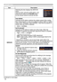 Page 5858
OPTION menu
ItemDescription
SERVICE Selecting this item displays the SERVICE 
menu.
Select an item using the ▲/▼ buttons, and 
press the ► button or the ENTER button 
on the remote control to execute the item.
FAN SPEED
Using the ▲/▼ buttons switches the rotation speed of the cooling 
fans. If the projector is used at an altitude of about 1600m or higher , 
select HIGH. Otherwise, select NORMAL. Note that the projector is 
noisier when the HIGH is selected.
HIGH  ó NORMAL
AUTO ADJUST
Using the ▲/▼...