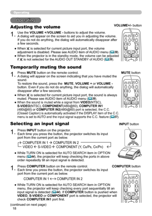 Page 1818
INPUTMENU
VIDEODOC.CAMERA
KEYSTONE
ASPECT SEARCH
BLANK
MUTE
MY BUTTON
POSITION
12
ESC ENTERMENURESET
COMPUTER
MY SOURCE/AUTO
MAGNIFYVOLUME
o
ONOFF
9×
FREEZE
      FOCUS                             D-ZOOM-           +           -            
+
VIDEODOC.CAMERA
KEYSTONE
ASPECTSEARCH
BLANK
MUTE
MY BUTTON
POSITION
12
ESC ENTERMENURESET
COMPUTER
MY SOURCE/AUTO
MAGNIFYVOLUME
o
ONOFF
9×
FREEZE
      FOCUS                             D-ZOOM-           +           -            
+
VIDEODOC.CAMERA
KEYSTONE...