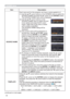 Page 4040
SCREEN menu
Item Description
SOURCE NAMEEach input port for this projector can have a name applied to it.
(1)  
Use the ▲/▼ cursor buttons on the SCREEN menu to select the 
SOURCE NAME and press the ► cursor (or the ENTER) button.  
The SOURCE NAME menu will be displayed.
(2)  Use the ▲/▼ cursor buttons on the 
SOURCE NAME menu to select the port 
to be named and press the ► cursor 
button. Right side of the menu is blank 
until a name is speciﬁed. 
The SOURCE NAME dialog will be 
displayed.
(3)  The...