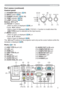 Page 55
Introduction
Part names (continued)
Control panel
(1) STANDBY/ON button (
19)
(2) INPUT button (
22)
(3) POWER indicator (
19, 114)
(4) TEMP indicator (
11 4)
(5) LAMP indicator (
11 4)
Buttons ◄/►/▲/▼
(6) 
 FOCUS +/- buttons
when no menu is displayed (
26), or 
Cursor ◄/► buttons 
when a menu is displayed (
30). FOCUS +/- function is invalid when the  
USB TYPE A port is selected as the input source.
(7)  MENU buttons
when no menu is displayed (
30), or 
Cursor ▲/▼ buttons 
when a menu is...