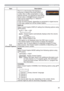 Page 5555
SCREEN menu
Item Description
C.C.
(Closed Caption)The C.C. is the function that displays a 
transcript or dialog of the audio portion of 
a video, ﬁles or other presentation or other 
relevant sounds. It is required to have NTSC 
format video or 480i@60 format component 
video source supporting C.C. feature to 
utilize this function.
It may not work properly, depending on equipment or signal source. 
In this case, please turn off the Closed Caption.
DISPLAY
Select Closed Caption DISPLAY setting from...