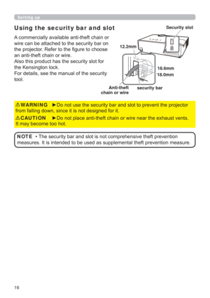 Page 1616
Using the security bar and slot
$FRPPHUFLDOO\DYDLODEOHDQWLWKHIWFKDLQRU
ZLUHFDQEHDWWDFKHGWRWKHVHFXULW\EDURQ
WKHSURMHFWRU5HIHUWRWKH