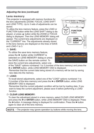 Page 31
Adjusting the lens (continued)

WKHOHQVDGMXVWPHQWV=220)2&86/(166+,)7
DQG/(167