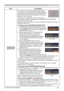 Page 9595
SECURITY menu
Item Description
TRANSITION 
DETECTOR
If this function is set to ON and the vertical angle of 
the projector or the INSTALLATION setting is different 
from the previous recorded setting, the TRANSITION 
DETECTOR ON alarm will be displayed and the input 
signal will not be displayed.
• To display the signal again, set this function OFF.
• After about 5 minutes of displaying the TRANSITION DETECTOR ON 
alarm, the lamp will turn off.
• Keystone adjustment feature has been prohibited as long...