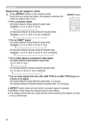 Page 2626
Operating
Selecting an aspect ratio
”ASPECT
