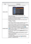 Page 5151
SETUP menu
Item Description
INSTALLATION
,167$//$7,21VHWWLQJ

,167$//$7,21GLDORJ
,I75$16,7,21(7(&725LV21DQGWKH,167$//$7,21VWDWXV
LVFKDQJHGWKH75$16,7,21(7(&72521DODUP
77ZLOOEH
GLVSOD\HGZKHQWKHSURMHFWRULVUHVWDUWHG
STANDBY MODE
1250$/DQG6$9,1*
1250$/
6$9,1*
:KHQ6$9,1*LVVHOHFWHGWKHSRZHUFRQVXPSWLRQLQWKHVWDQGE\

