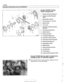 Page 140
1 13-46 
Cylinder  Head Removal and Installation 
Double 
VANOS Timing 
Chain Components 
1.  Impulse  wheel mounting  nut 
2.  Exhaust  camshaft impulse 
wheel 
3. Spring  plate, exhaust 
4.  Thrust  spacer (T 
= 3.5 mm) 
5. Splined  shaft 
6. Torx screw 
7. Exhaust camshaft secondary 
sprocket 
8.  Secondary  timing chain 
9.  Splined  sleeve 
10.  Primary  sprocket 
11.  Threaded  locating stud 
12.  Secondary  chain tensioner 
13.  Secondary  chain lower guide 
14.  Sprocket  mounting  nut 
15....